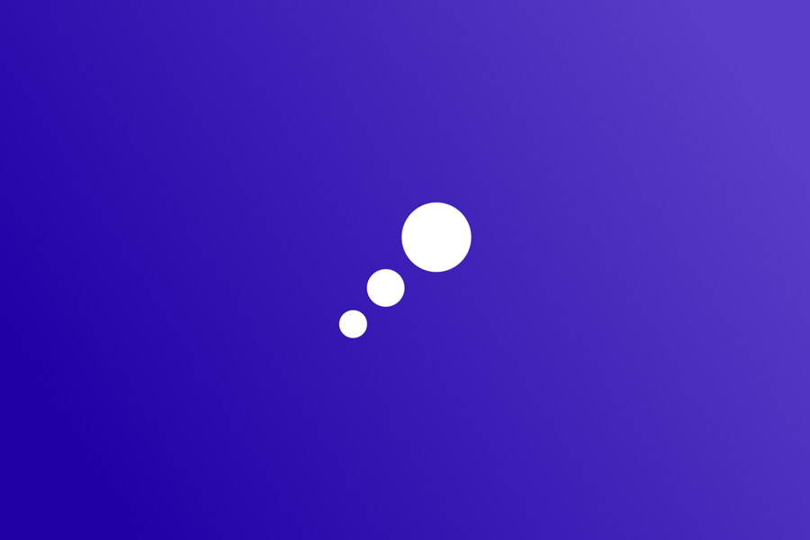 Логотип Impactful – Три белых пузырька на фиолетовом фоне.