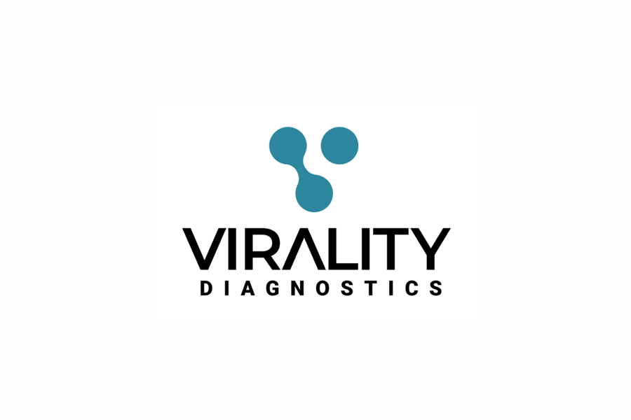 Viralitate Diagnostics Acoperă imaginea - logo-ul albastru blob și text negru pe fundal alb.